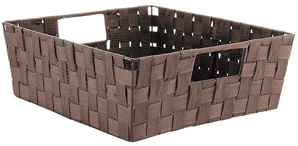 Whitmor Woven Strap Storage Tote Basket - Java 13x15x5 for Organizing Home & Office