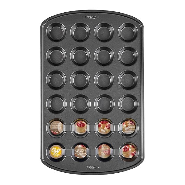 Wilton Perfect Results 24-Cup Non-Stick Mini Muffin Tin - Premium Steel Bakeware for Perfect Muffins
