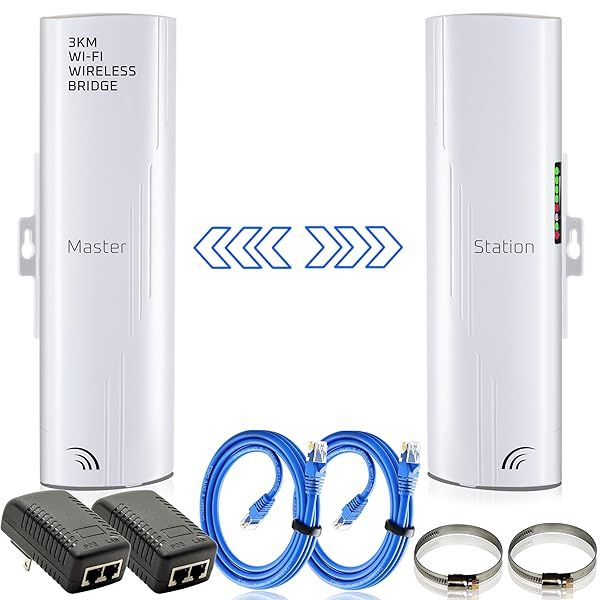 High-Speed Wireless Bridge Kit for Outdoor WiFi - Long Range 5G Point-to-Point Expansion (2 Pack)
