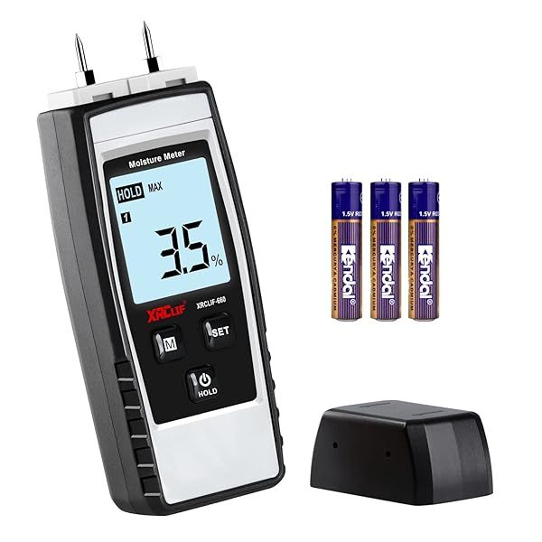 Digital Wood Moisture Meter with Backlight - Accurate Humidity Detector for Firewood, Cement & Timber