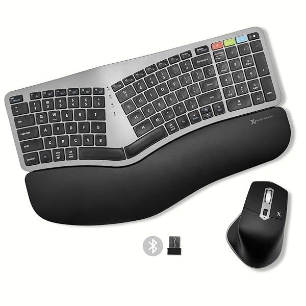 X9 Ergonomic Wireless Keyboard and Mouse Combo Comfortable Bluetooth Split Design with Wrist Rest and 6 Button Ergo Mouse for Laptop and PC