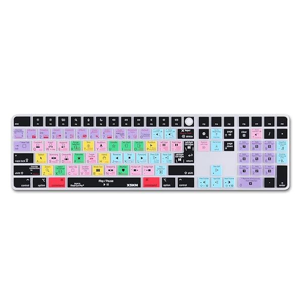 XSKN Final Cut Pro Silicone Keyboard Cover for 2021 Apple iMac M1 24 Inch Magic Keyboard Touch ID Numeric Keypad EU US Layout