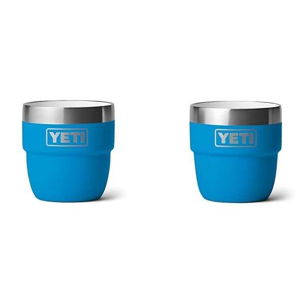 YETI Rambler 4 oz Stackable Cup Set - Stainless Steel Vacuum Insulated Espresso/Coffee Cups in Big Wave Blue