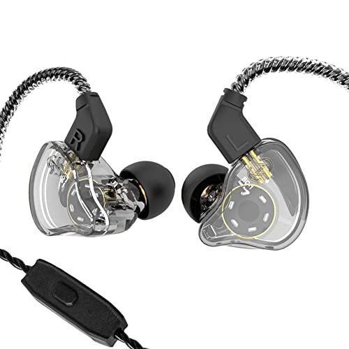 YINYOO CCZ Melody Gaming Earbuds: HiFi Bass Wired IEM with Microphone for Gaming, Music & Calls - Detachable Cable, Clear Black