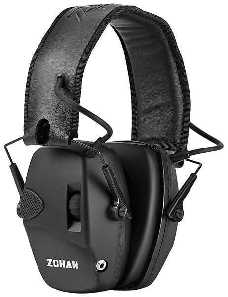 ZOHAN EM054 Electronic Ear Protection: Noise Reduction & Sound Amplification Ear Muffs for Shooting Range (Black)