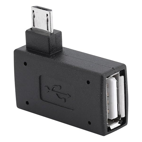 Zerone 2Pcs Micro USB OTG Adapter - 90 Degree Angled Female to Male with USB Power Supply