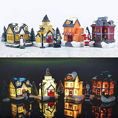 ZornRC LED Lighted Christmas Village Sets - Collectible Holiday Decor for Indoor Rooms