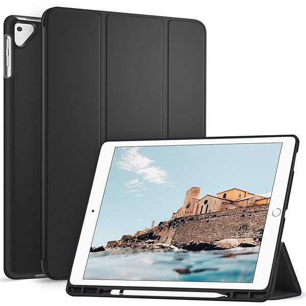 Ztotop iPad Pro 12.9 Case (2015/2017) - Lightweight TPU Cover with Pencil Holder & Auto Sleep/Wake - Slim Black Design