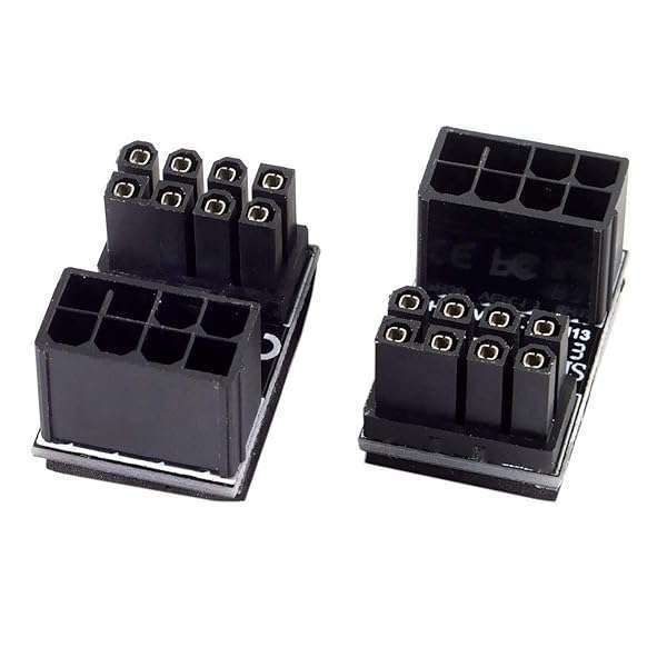 cablecc ATX 8Pin Female to 8pin Male 180 Degree AngledPower Adapter for Desktops Graphics Card