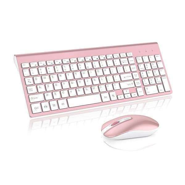 Buy Cimetech Wireless Keyboard & Mouse Combo - Compact 2.4G Ultra-Thin Set for Windows, PC & Notebook - Stylish Rose Gold Design