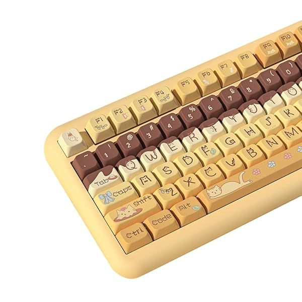 Daixiahu Pudding Cat Theme 158 Key PBT MDA Custom Keycap Set for 61 87 104 108 Cherry MX Mechanical Keyboards
