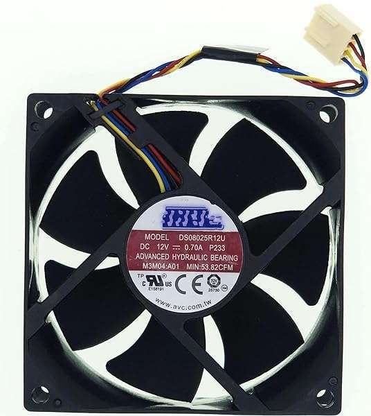 AVC DS08025R12U 8025 CPU Case Fan 4-Wire 64CFM for Dell TJ5T2 XPS 8100 Inspiron 580 - High Performance Replacement
