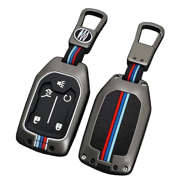 Durable GMC Key Fob Cover & Keychain for Acadia, Terrain, Yukon, Suburban, Tahoe - 5 Button Shell