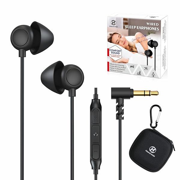 Hearprotek Sleep Earbuds Soft Comfortable In-Ear Earphones with Mic for Noise Reduction Sleeping Yoga Travel Meditation Relaxation
