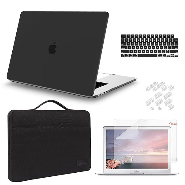iCasso MacBook Air 15 inch Case 2023 2024 2025 Hard Shell Sleeve Bag Screen Protector Keyboard Cover Black