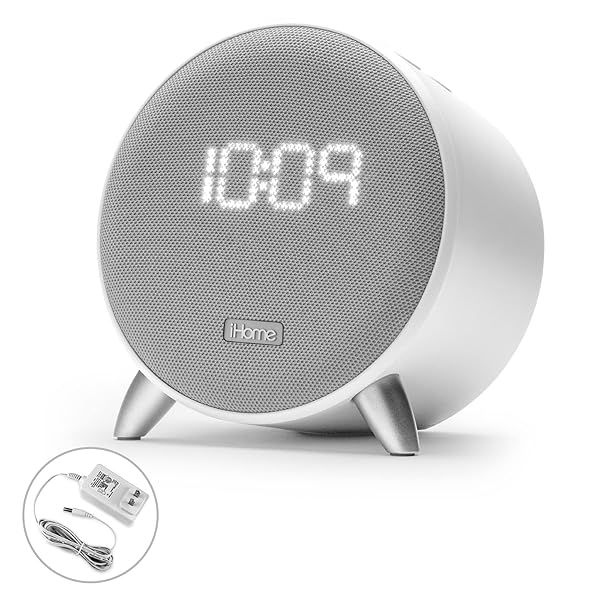 iHome Bluetooth Alarm Clock with USB Charger & Dimmable Display - Perfect for Bedroom, Home Office & Dorm Room