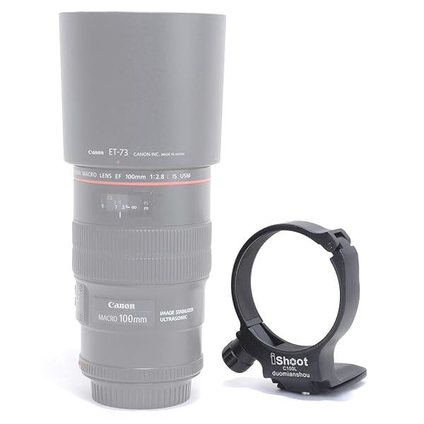 iShoot 68mm Tripod Mount Ring for Canon EF 100mm f/2.8L Macro IS - Quick Release Plate Compatible with Arca-Swiss