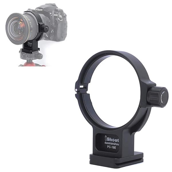 iShoot Lens Collar Support Bracket for Nikon PC NIKKOR 19mm f4E ED Tilt-Shift Lens with Arca-Swiss Quick Release Plate