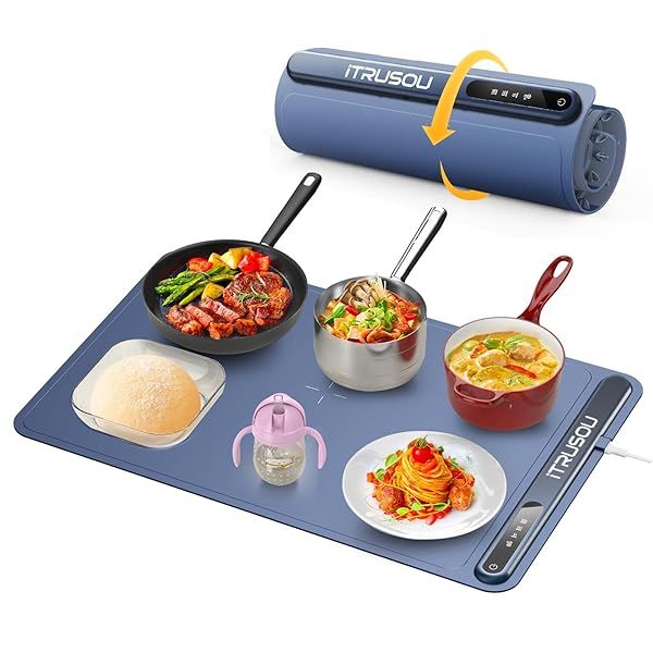 iTRUSOU Electric Warming Tray: Portable Food Warmer with 3 Temp Settings & Auto Shut-Off for Parties & Everyday Use