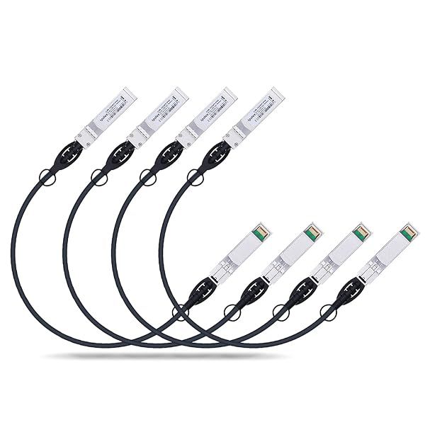 iPolex 10G SFP+ Twinax Cable 0.5m Direct Attach Copper Passive Cable 4 Pack Compatible with Cisco Meraki Ubiquiti Mikrotik and More