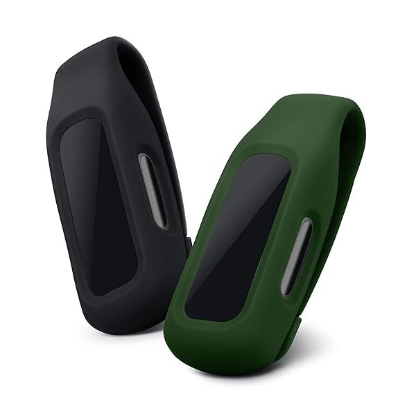 KWMobile 2X Clip Holders for Fitbit Inspire 3/2 & Ace 3 - Durable Clip-On Replacement Set in Black/Dark Green