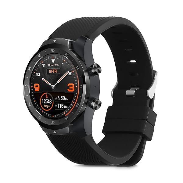KWMobile Black Silicone Strap for Ticwatch Pro - Durable Replacement Watch Band