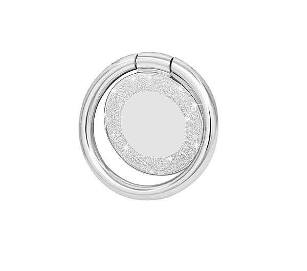Lenoup Glitter Phone Ring Holder - Sparkle Kickstand & Finger Grip for All Phones & Tablets (Silver)
