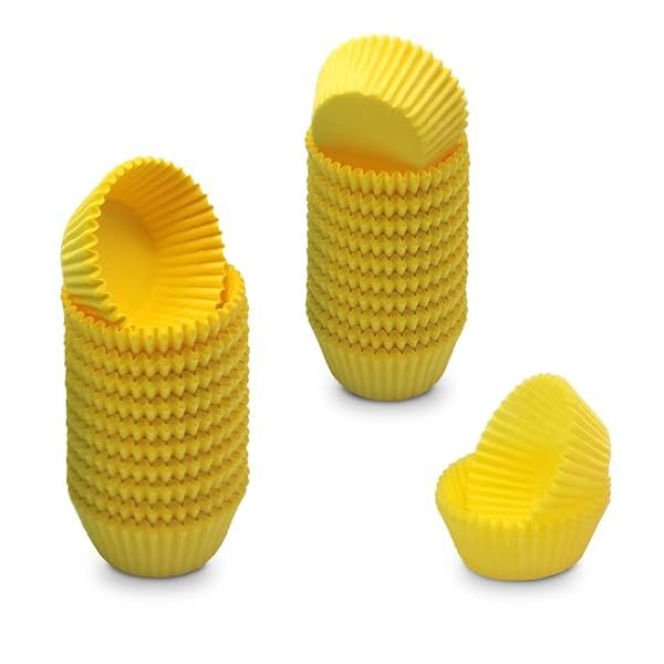 Mombake Yellow Mini Cupcake Liners 500 Count Natural Greaseproof Paper Muffin Baking Cups for Easy Baking