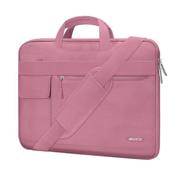 MOSISO Laptop Shoulder Bag for MacBook Air Pro 13-13.3 inch Notebooks Polyester Flapover Briefcase Sleeve Dusty Rose