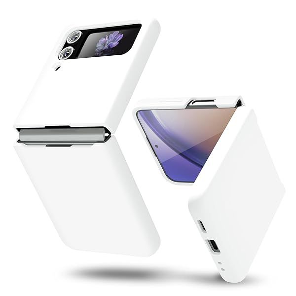 oakxco Liquid Silicone Phone Case for Samsung Galaxy Z Flip 6 Thin Slim Soft Rubber Gel Cover for Women Cute Matte Solid Color White