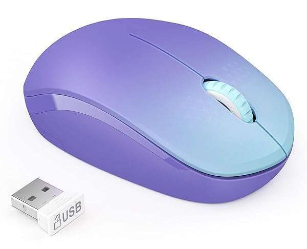 Seenda Wireless Mouse - 2.4G Noiseless USB Mouse for PC, Laptop & Tablet - Gradient Purple, Portable & Stylish