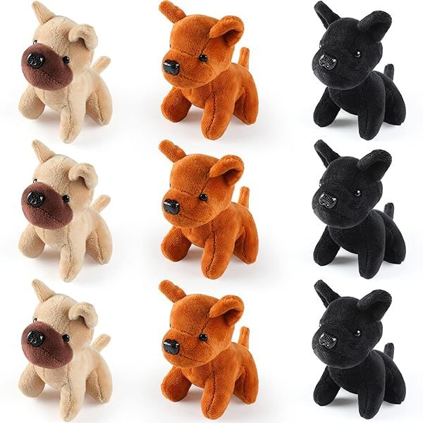 Sumind 9 Pcs Mini Plush Dog Stuffed Animals Bulk Soft Toys for Kids Baby Party Favors Goodie Bag Fillers Birthday Valentine Gift