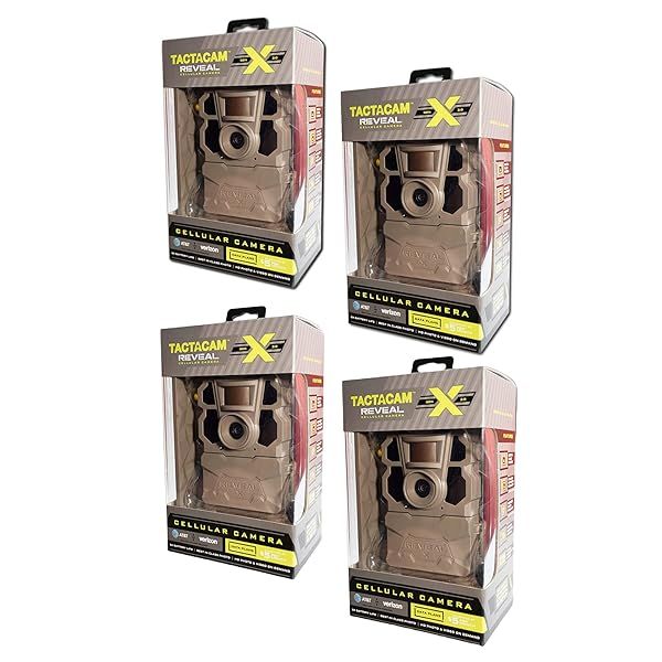 TACTACAM Reveal X Gen 2.0 LTE Cellular Trail Camera 4 Pack for Hunting Security Surveillance with HD Video and Low Glow IR Flash