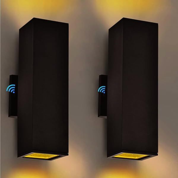 Up and Down Outdoor Wall Lights Dusk to Dawn Matte Black 2 Pack IP65 ETL Listed Sconces for Patio Garage Front Door