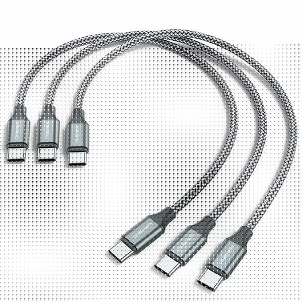 USB C to C Cable 3 Pack 1ft Short Fast Charging Nylon Braided Charger Cord for iPhone 16 15 Pro Max Android Samsung Galaxy MacBook Pro iPad Pro