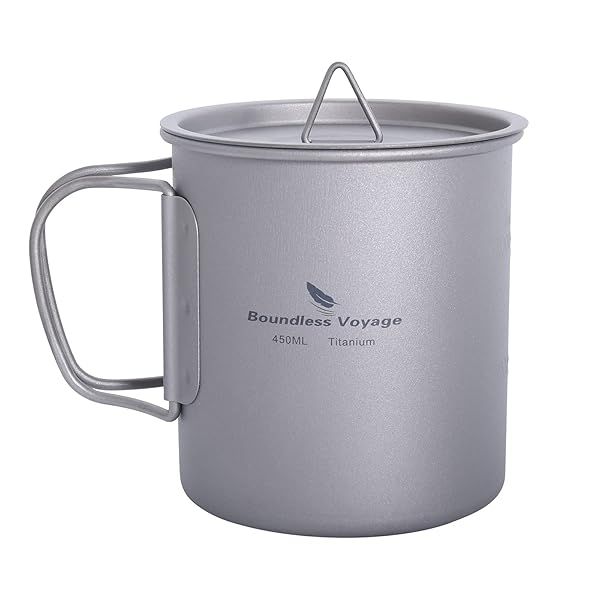 Usharedo Titanium Cup 450ml - Ultralight Portable Camping Mug with Lid for Outdoor Adventures