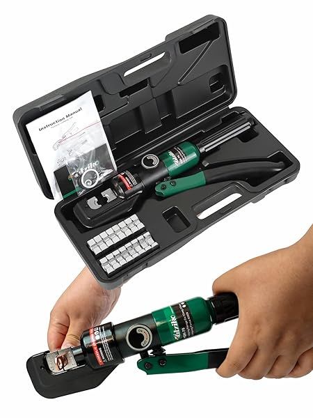 UTZIKO Hydraulic Cable Lug Crimper 10 US TON 12 AWG to 00 Electrical Terminal Tool Kit with 9 Die for Crimping