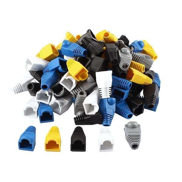 uxcell 100 Pcs Soft Plastic RJ45 Cable Connector Boots - Durable Ethernet Covers