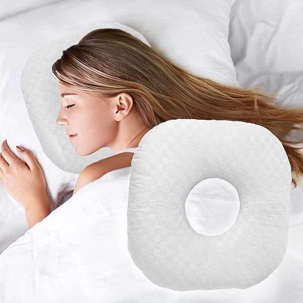 Wuronsa Ear Piercing Pillow for Side Sleepers with Ear Hole for Pain Relief and Comfort during Sleep