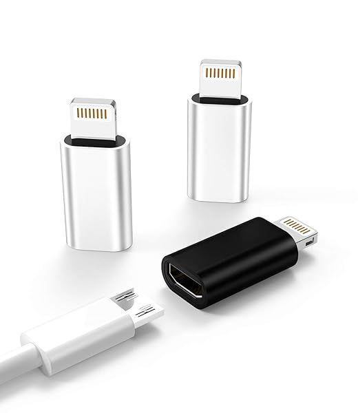 Zoyuzan 3-Pack Micro USB to Lightning Adapter for iPhone & iPad - Compatible with 5s, 6, 7, 8, X, XR, XS, 11, 12, Mini, Pro