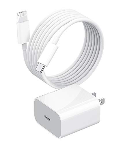 Zoyuzan 20W USB C Fast PD Wall Charger & 5ft Lightning Cable for iPhone 11/12 Pro Max, iPad - MFi Certified Quick Charge