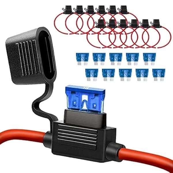 10 Pack 14 AWG Inline Fuse Holder - 12V DC ATC/ATO for 15A Blade Fuses | Durable & Reliable