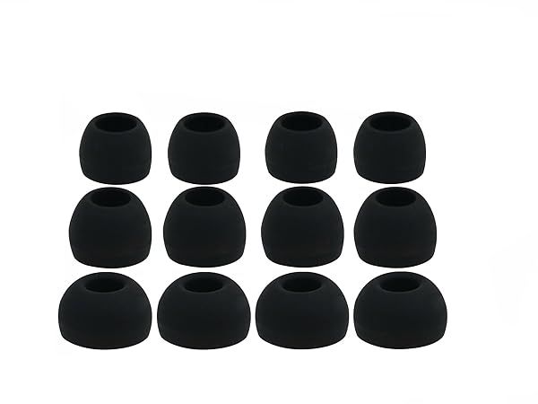 12 Black Silicone Replacement Earbuds for Sony Earphones: Compatible with CX1, EX Series, XB Series & More