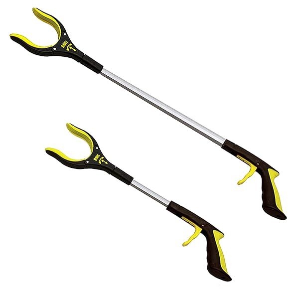 "2-Pack Grabber Reacher Set: 34" & 21" Rotating Jaw Mobility Aid for Easy Reaching"