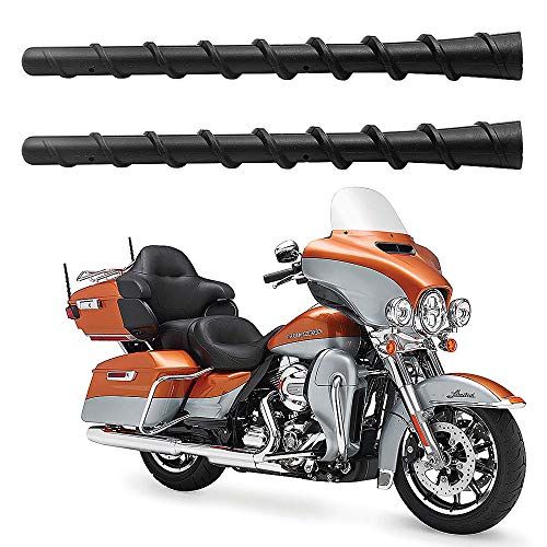 2 Pack 7-Inch Spiral Antenna for Harley Davidson 1989-2025: FM/AM Rubber Replacement for Touring, Electra, Road Glide & More