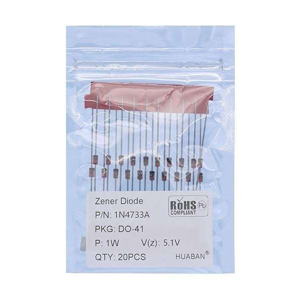 20PCS 1N4733A Zener Diode 5.1V 1W DO-41 Axial - High-Quality Silicon Power Diodes