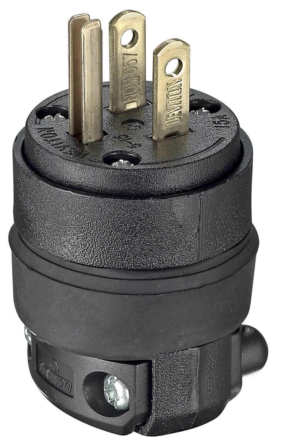 Leviton 515PR 15 Amp 125V Rubber Plug - NEMA 5-15P Straight Blade, Durable Black Design