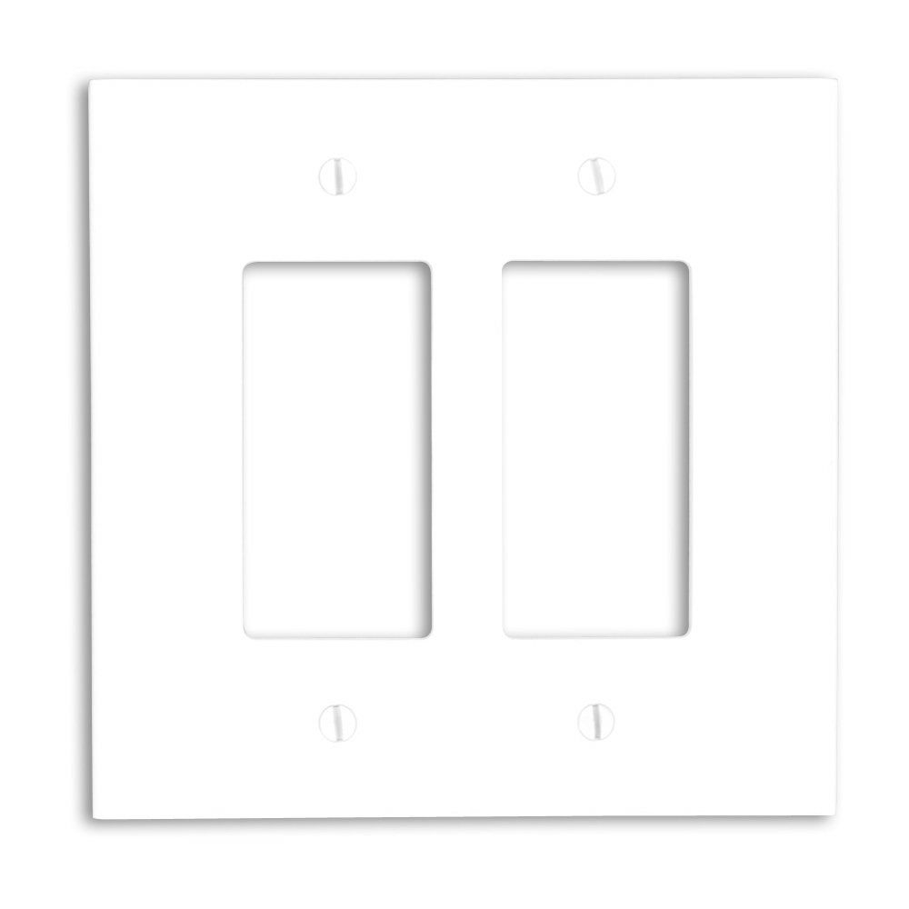 Leviton 88602 Oversized 2-Gang Decora Wallplate - White Thermoset GFCI Device Mount