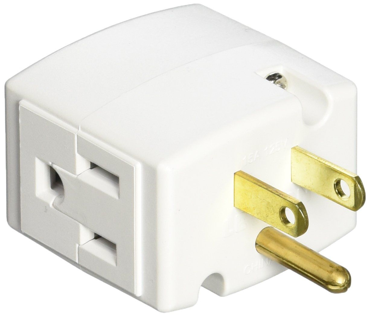Leviton 692-W Triple Cube Grounding Adapter: 15 Amp, 125 Volt, White - Safe & Versatile Power Solution