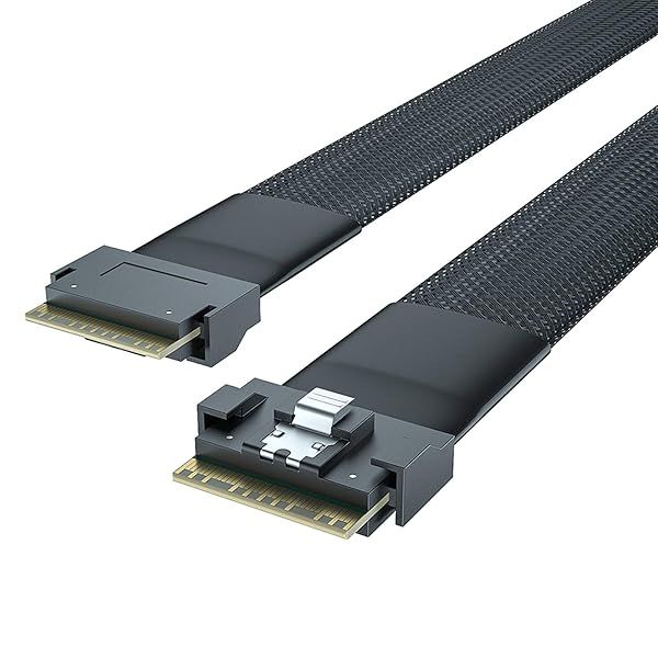 24G SlimSAS SFF-8654 to SFF-8654 8i Cable - SAS 4.0, 0.75m (2.46ft), 100-ohm for High-Speed Data Transfer